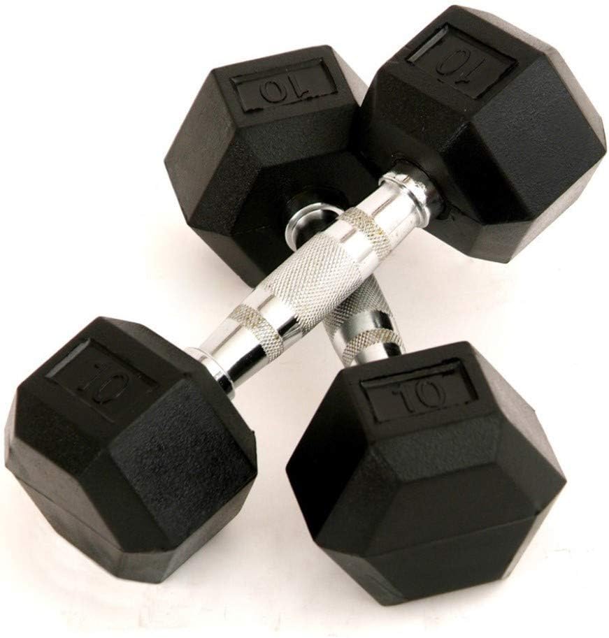 Lamp love 10Kg Hexagonal Fitness Dumbbells Men Rubber-covered Dumbbell (Color : Black)