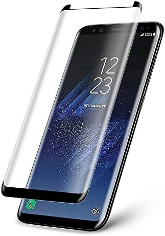 Rooxle® 3D Tempered Glass For Samsung Galaxy S8 5.8 Inch Full Screen 0.3mm Pro+ Edge To Edge Coverage With 9H Hardness Anti-Fingerprints & Oil Stains Coating 3D Curved Tempered Glass Screen Guard Protector For Samsung Galaxy S8 5.8 Inch - (Black)