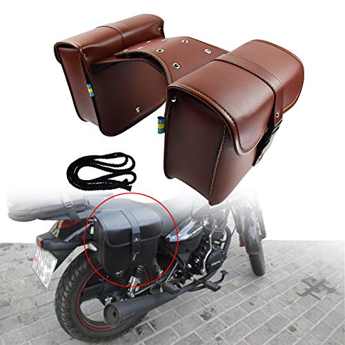 Rebacker Motorcycle Saddle Bag Universal for Harley for Honda for Yamaha Cruiser PU Leather Tool Bag Panniers - Thumbnail 5