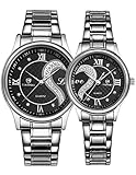 2PCS Watches for Lovers and Couples Fashion Stainless Steel Band Wrist Watches