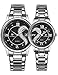 2PCS Watches for Lovers and Couples Fashion Stainless Steel Band Wrist Watches