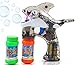 Haktoys Cartoon Fish Bubble Shooter Gun, Ready to Play Light Up Blower w/LED Flashing Lights, Extra Refill Bottle, Whale Bubble Blaster Toy for Toddlers, Kids, Parties, Sound-Free, Batteries Included