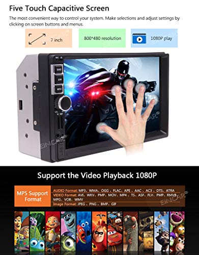 7" Touch Screen Double Din Car Stereo in Dash GPS Navigation QuadCore CPU Support Bluetooth 2 Din Car Radio Audio Vehicle Headunit Free Rear Camera and Car Tuning Screen Mirror Steering Wheel Control