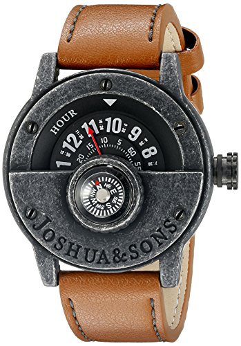 Joshua & sons men s jx116bkbr compass watch with br…