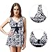 wantdo Women's One-Piece Push Up Swimsuit Swimwear Bathing Suit Flower Print Swimdress Navy 6-8