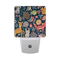 JOYPRINT Led Night Light Cartoon Giraffe Fox Owl Bird Rabbit Flowers, Auto Senor Dusk to Dawn Night Light Plug in for Kids Baby Girls Boys Adults Room