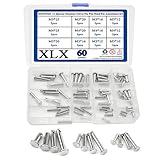 XLX 60PCS M3/M4/M5 12 Species Stainless Clevis Pin Flat Head Pin with Hole Location Pin T-Shape Round Pin Assortment Kit