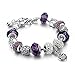 Long Way ® Silver Plated Snake Chain Charm Bracelets Bangles Purple Murano Glass & Crystal Beads Fit Bracelet for Women