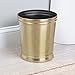 mDesign Decorative Metal Round Small Trash Can Wastebasket, Garbage Container Bin - for Bathrooms, Powder Rooms, Kitchens, Home Offices - Durable Solid Steel, Non-Slip Base - Soft Brass