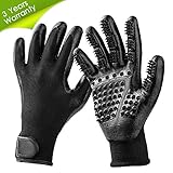 TWOPJ Pet Grooming Gloves, Pet Hair Removal Gentle Deshedding Brush Massage Tool with Adjustable Wrist Strap for Long and Short Hair Dogs, Cats, Horse -1 Pair
