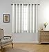MIUCO Moroccan Embroidery Semi Sheer Curtains Faux Linen Grommet Curtains for Bedroom 52 x 63 Inch 2 Panels, Off White