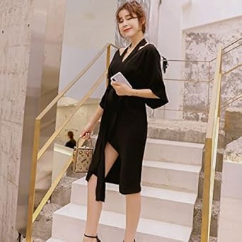 Amazon R S ファッション きれいめ Vネック ラップ袖 ロング