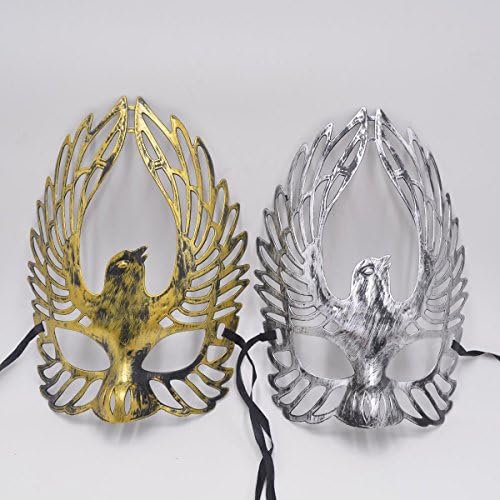 Masquerade Mask Antique Halloween Costume - Yiseng Venetian Couple Party Mask Mardi Gras Roman Warrior Greek Gladiator Prop 2pcs set Gold Silver Bird