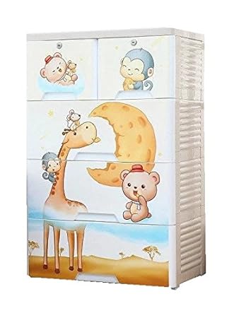 Thetickletoe Plastic Chest Of Drawers Wardrobe For Kids 4 Layers