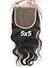 Vogue Queen Body Wave 5x5 Lace Closure Virgin Brazilian Human Hair Lace Pieces with Baby Hair Natural Color 18 inches