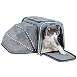 Petsfit 45.7cmx27.9cmx27.9cm Expandable Foldable Washable Travel Carrier,Pet Carrier Soft-sided (Grey and Blue Trim)
