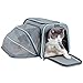 Petsfit Expandable Cat Carrier Dog Carriers,Airline Approved Soft-Sided Portable Pet Travel Washable Carrier for Kittens,Puppies,Removable Soft Plush mat and Pockets,Locking Safety Zippers