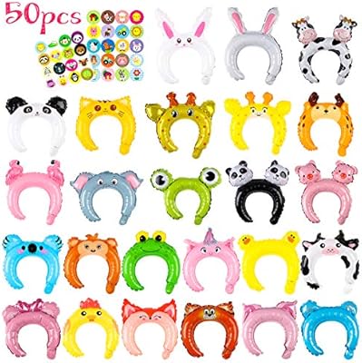 Mallmall6 50p Zoo Animal Inflatable Headbands Wildlife Balloon