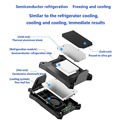 TEEPAO Water-Cooled Mobile Phone Radiator, Portable Semiconductor Refrigeration Phone Cooler for All Games, USB Personal Phone Cooling Fan Case for iPhone/Android - Black - Thumbnail 3