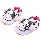 Elee Baby Infant Cartoon Cute Animal Pattern Slippers Soft Sole Non Slip Toddler Crib Shoes (7-12 Months, #7 Pink Cow)