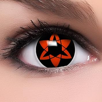 Funzerasharingan Lentilles De Contact De Couleur Rouge Noiréternelle Mangekyou Récipient Gratuit Sans Correction Qualité De La Marque Une