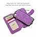 iPhone 8 Wallet case, iPhone 7 Leather Case,Hynice Detachable Magnetic Flip Purse with Kickstand Strap 14 Card Slot Holder Slim Protective Shell Cover for Apple iPhone8/iPhone7 4.7 (14Card-Purple)