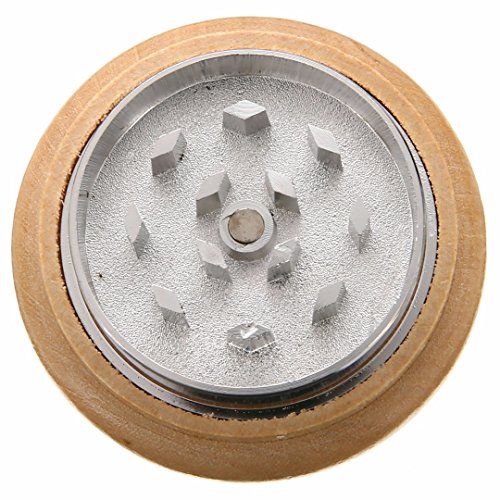 Round Wooden Herb Handle Tobacco Herb Grinder Spice Crusher 2 Part Smoking Accessory