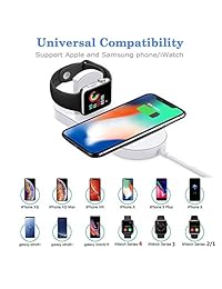 ZDAGO   Cargador inalámbrico para Apple Watch, 2 en 1, soporte de carga, compatible con iPhone XS XS Max XR X  8  Plus Series 4 3 2 1