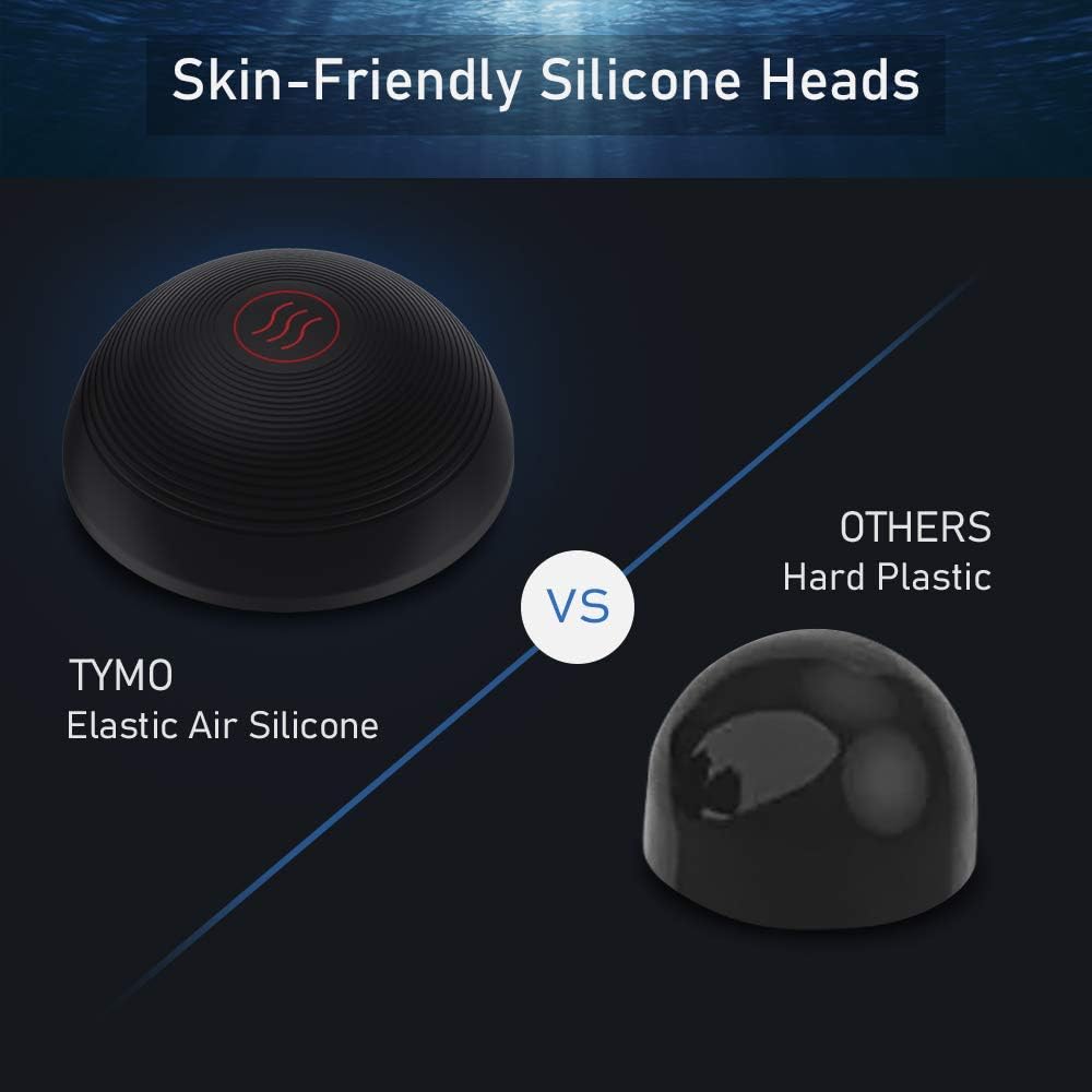 TYMO Black Whale Heat Therapy Massager – Dual Motor Handheld Massager, up to 4000 RPM with 5 Hyper Skin Friendly Silicone Heads, Cordless and Lightweight for Percussion, Kneading and Tapping: Health & Personal Care