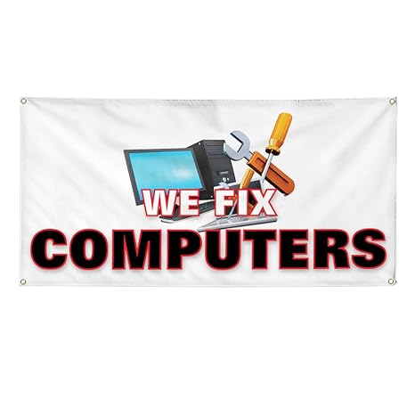 Amazon Com Vinyl Banner Sign We Fix Computers Business Style U