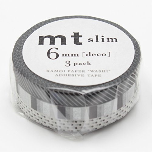 Mt washi masking tape, slim, deco f, 6mm x 10m x 3 (mtslim21)