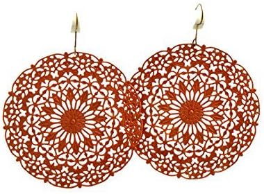 Large Terracotta earrings hoops discs boho rounds doily filigree moroccan