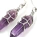 KISSPAT Real Natural Quartz Stone Healing Point Crystal Chakra Dangle Earrings (W-A)