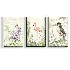 Floating Framed for Living Room Bedroom Vintage Bird...