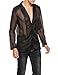 COOFANDY Men's Sexy See-Through Mesh Blazer Coat Clubwear Fishnet Jackets Black,Large