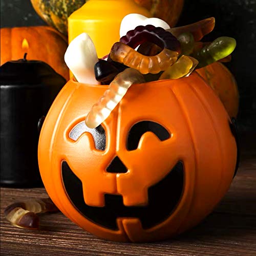 Portable Pumpkin Buckets, Candy Jar, Children Halloween Party Decoration Ornaments, 1 x Large + 1 x Small Candy Basket with Handle