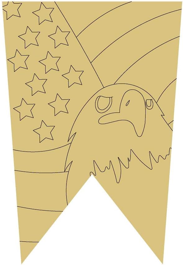 Flag Design by Lines Cutout Unfinished Wood Flag USA 4th of July Freedom America Door Hanger MDF Shape Canvas Style 4 Art 3 (6