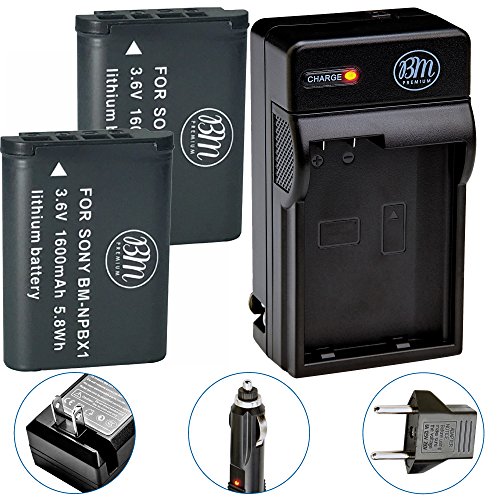 BM Premium 2 NP-BX1 NP-BX1/M8 Batteries and Charger for Sony CyberShot DSC-RX100, RX100 II, RX100 III, RX100 IV, RX100 V, RX100 VI, DSC-RX1R, RX1R II, HX50V, HX60V, HX80V, HX90V, WX300, WX350 Cameras