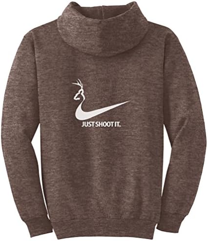 Men's Just Shoot It Graphic Pull Over Hoodie, XL, Heather Chocolate