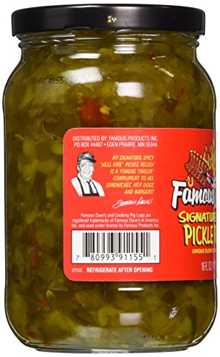 Famous Dave's Signature Spicy Pickle Relish 16oz Glass Jar (Pack of 3) - Thumbnail 3