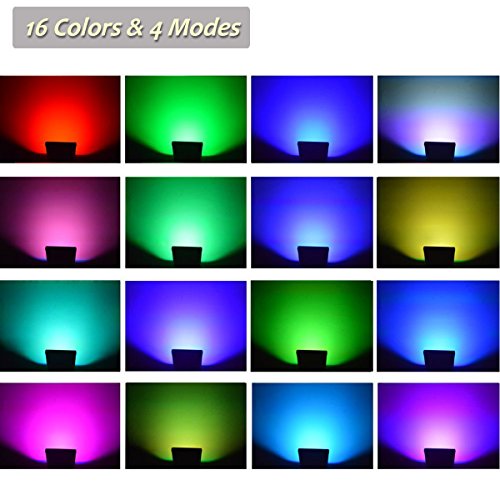 GLW LED RGB Flood Light, 20W Outdoor Color Changing Lights With Remote Control, IP65 Waterproof Dimmable Wall Washer Light, Flood Lamp 16 Colors 4 Modes with US 3-Plug - Thumbnail 4