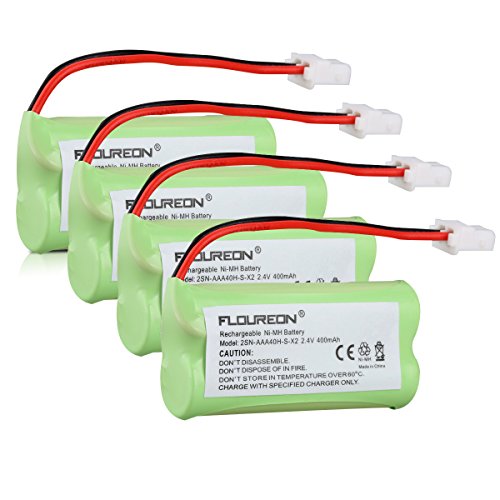 Floureon 4 Packs 2.4V 400mAh Rechargeable Cordless Phone Telephone Batteries for BT-183342, BT262342 BT266342 BT283342 BT162342 TL86009 TL86109 EL52251 Floureon 4 Packs 2.4V 400mAh Rechargeable Cordless Phone Telephone Batteries for BT-183342, BT262342 BT266342 BT283342 BT162342 TL86009 TL86109 EL52251