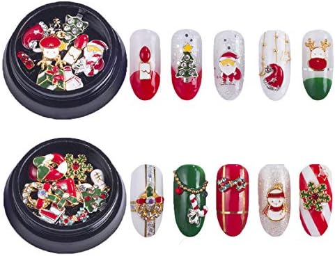 20Pcs Christmas Nail Art Decoration 3D Gold Silver Glitter Rhinestones Charm Colored Shining Diamonds Jewelry 2 Boxes by EVEBYRA