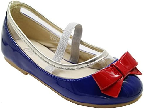 Chickarl Two Tone Colorblock Cap Toe Mary Jane Slip On Ballet Flats-10 (Toddler/Little Kid)