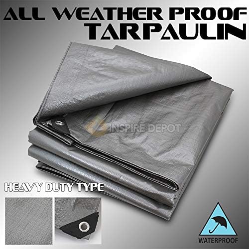 XtremepowerUS Heavy Duty Tarps 14 Mil Silver MultiPurpose Waterproof