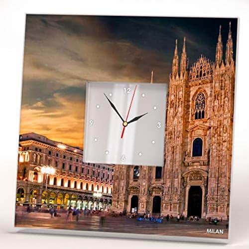Milan Skyline City Milano Duomo View Italy Wall Clock Framed Mirror Printed Decor