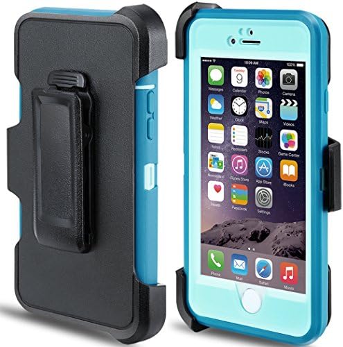 iPhone 5s Case, [Dual Layer][Heavy Duty]Full-body Rugged Holster Case with Built-in Screen Protector for Apple iPhone 5/5S/SE, (Blue/Teal)