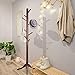Vlush Standing Coat Rack,Wooden Coat Hat Tree Coat Hanger Holder Coat Hook Entryway Hall Tree with Solid Rubber Wood Base for Coat,Hat,Clothes,Scarves,Handbags,Umbrella-(8 Hooks,Brown)