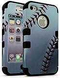 Bastex Heavy Duty Hybrid Case for Apple iphone 4, 4g, 4s 4gs - Baseball Sports Collection/Black TUFF Hybrid Phone Protector Cover