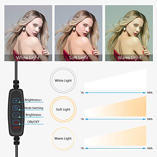 10 Zoll Ringlicht mit Stativ Handy, Selfie Ringleuchte, Live Licht, 10 Helligkeitsstufen 3 Farbe, für live Streaming… – Bild 3
